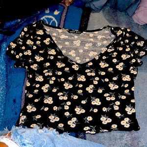 black top with flowers